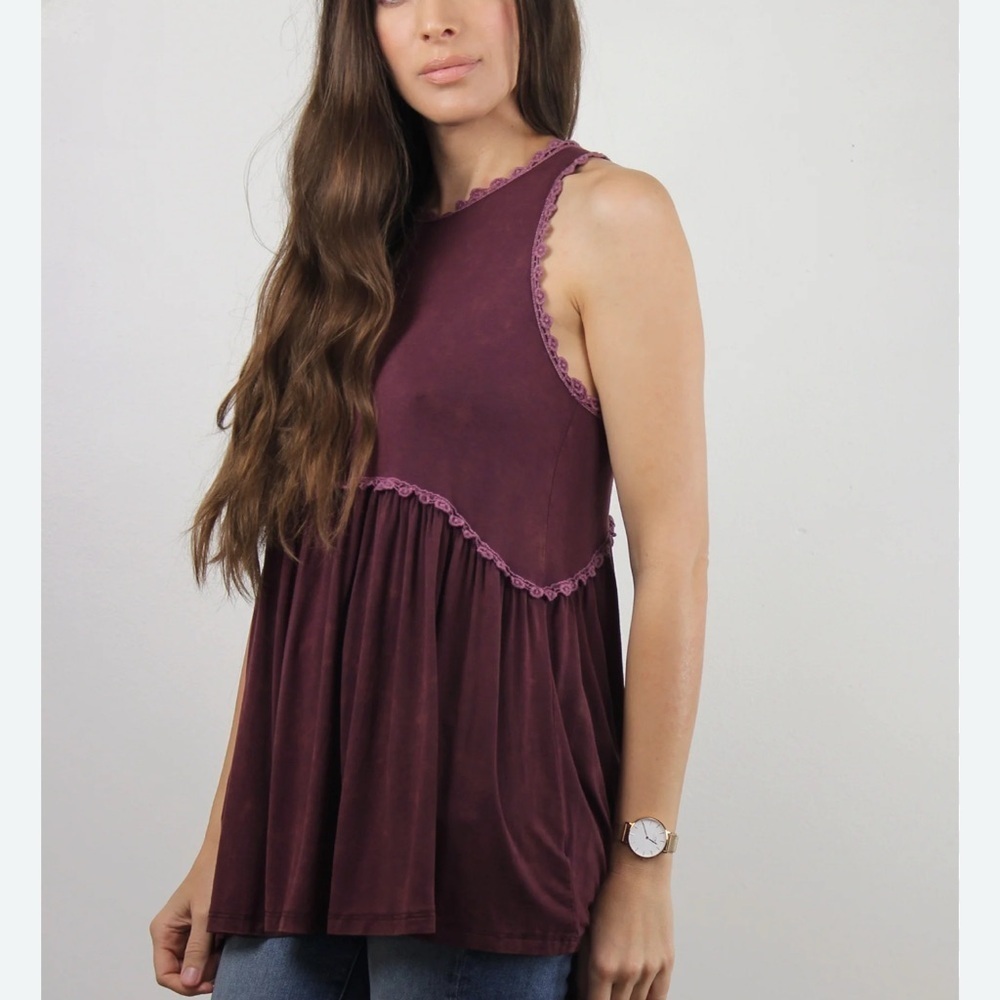 POL Sweet And Simple Racerback Sleeveless Babydoll Tank Womens Small Zip - Picture 8 of 8